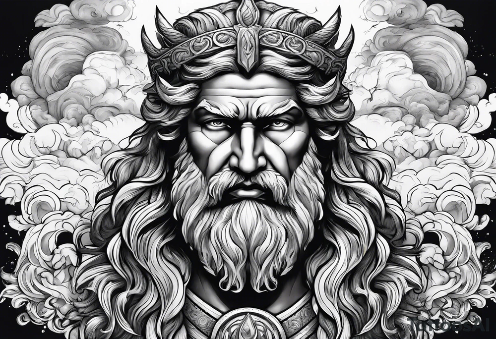 The god Zeus is a thunderer with lightning in the clouds tattoo idea The god Zeus is a thunderer with lightning in the clouds tattoo idea