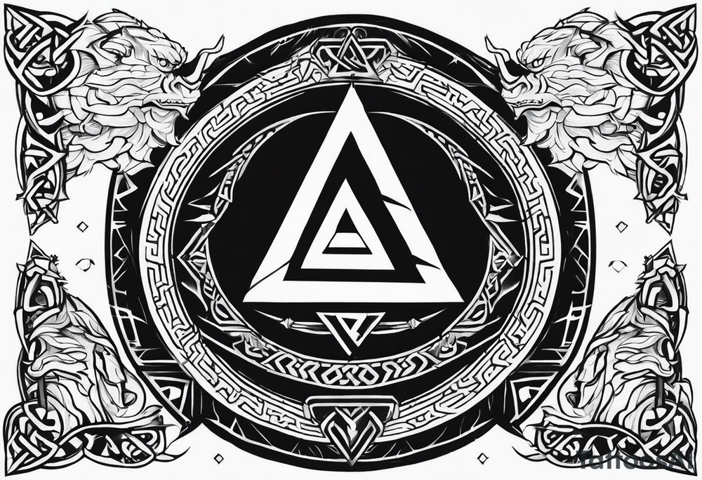 Valhalla sword shield dragon valknut tattoo idea