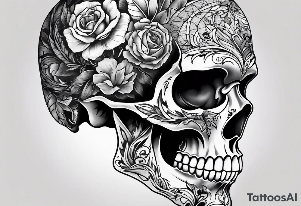 Male partial skull side view tattoo idea