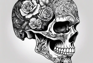 Male partial skull side view tattoo idea