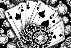 poker card aces with dice and chips tattoo idea