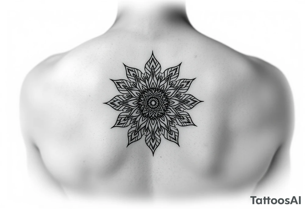 Ornamental thin line mandala tattoo idea