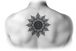 Ornamental thin line mandala tattoo idea