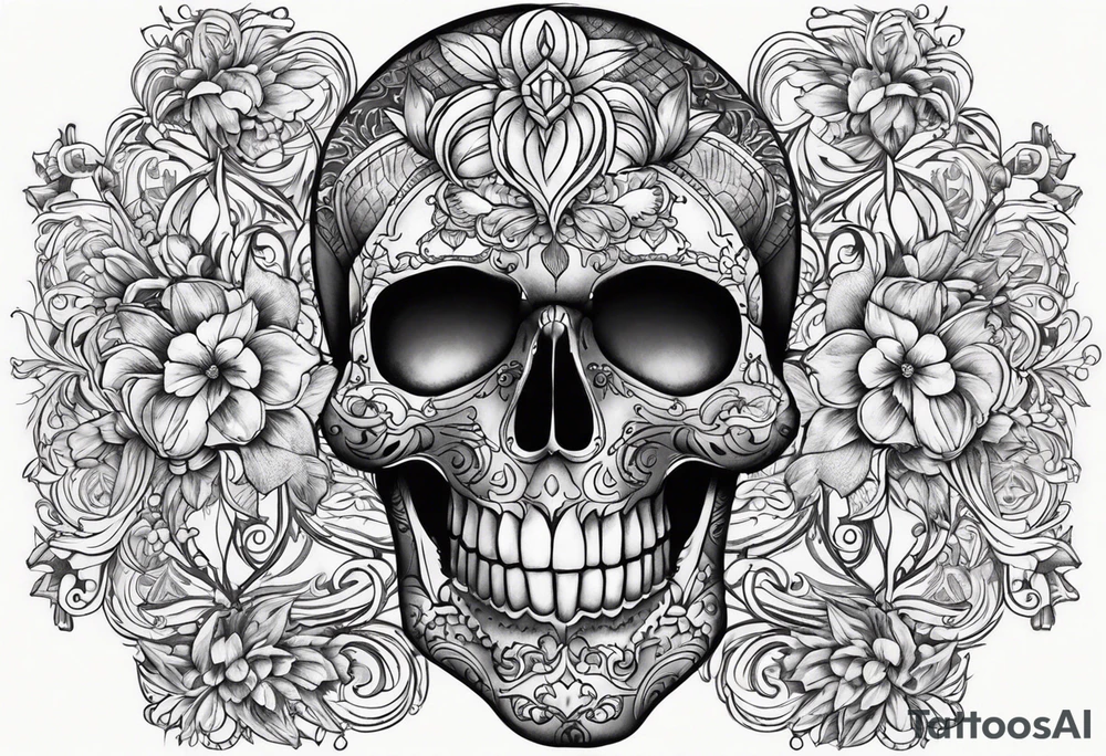 Skull with cool ornaments tattoo idea