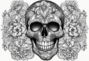 Skull with cool ornaments tattoo idea