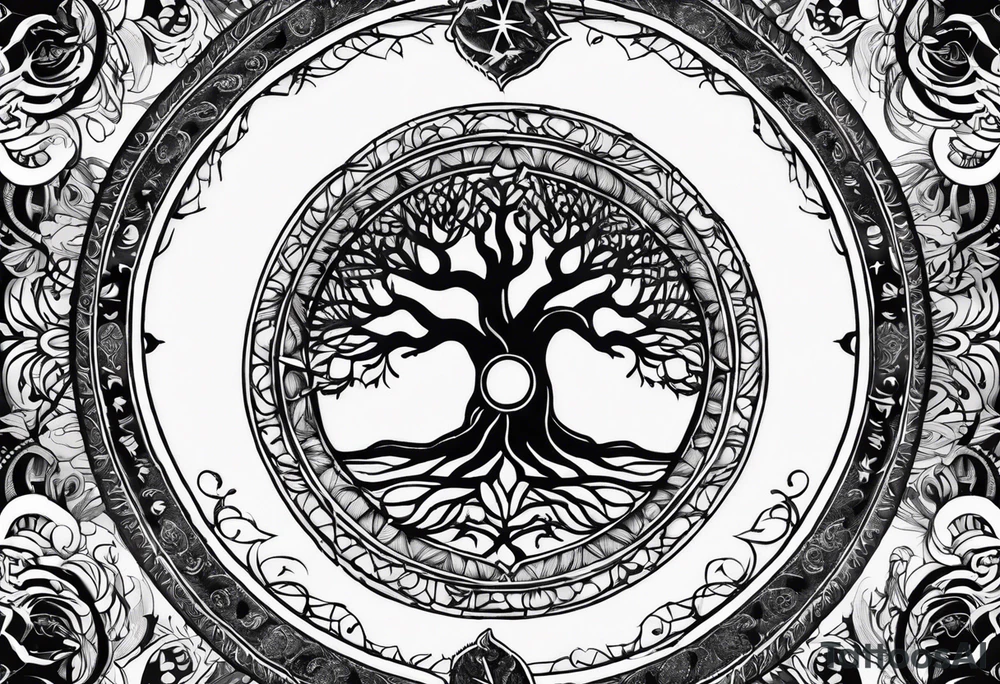Yggdrasil and Vegvisir together tattoo idea