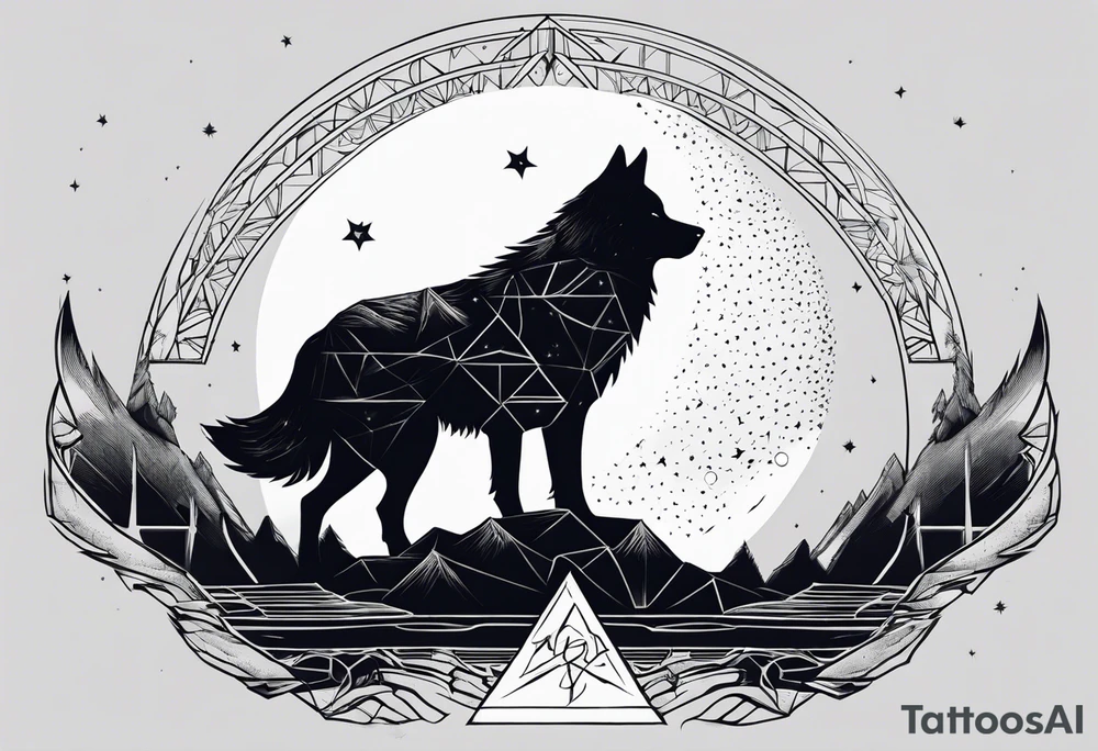 The letters T.R.K. and wolf howling at the moon tattoo idea