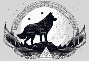 The letters T.R.K. and wolf howling at the moon tattoo idea