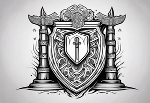 Valhalla shield sword  axe stairs tattoo idea