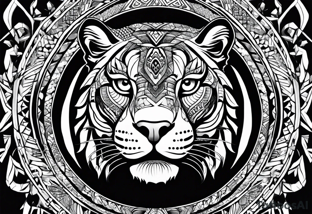 aztec black jaguar with snake tattoo idea