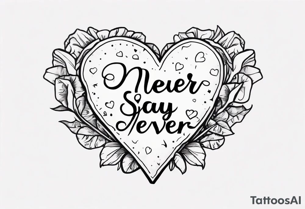 Broken Heart that says Never Say Never tattoo idea