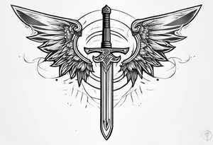 Sword with cyber sigil wings tattoo idea