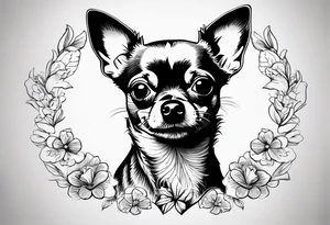 Portrait of chihuahua dog with paw print and phrase “loving you changed my life, losing you did the sane tattoo idea