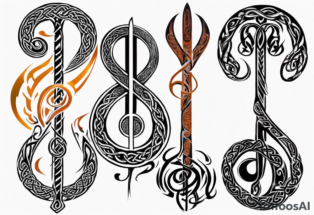 celtic an maori fusion design with a treble clef. tattoo idea