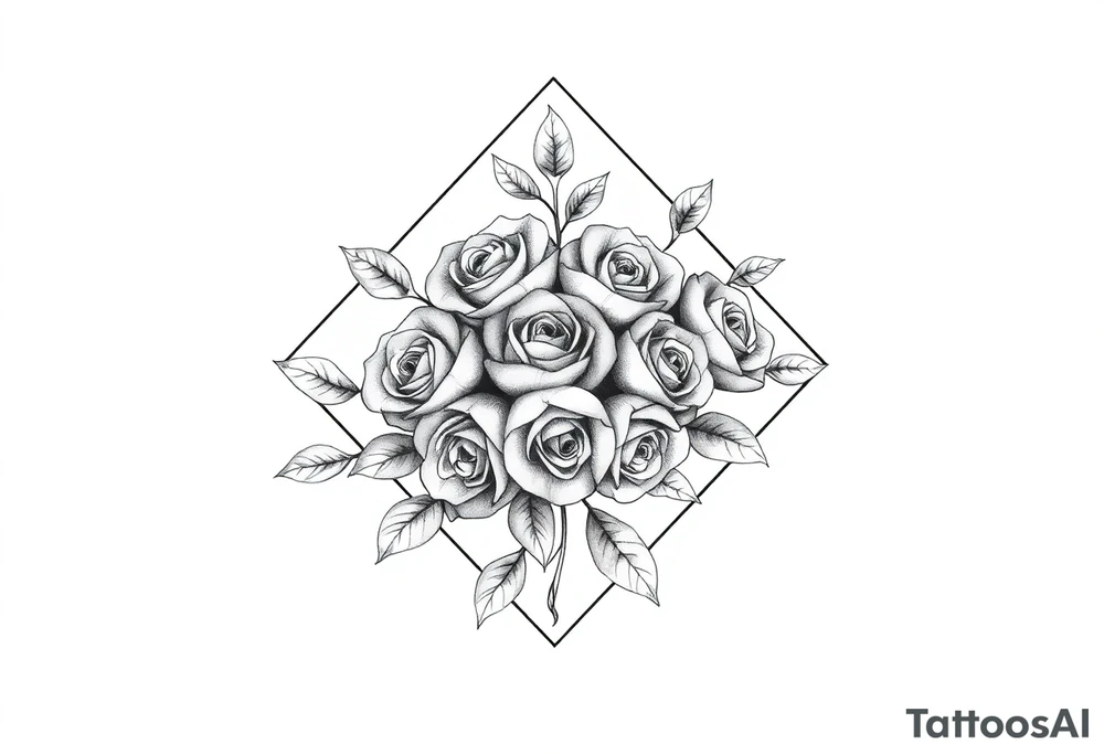 Small Roses filling up the inside of an lateral diamond shape tattoo idea