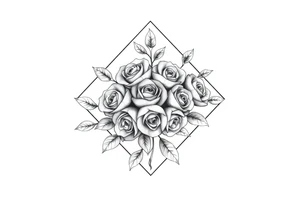 Small Roses filling up the inside of an lateral diamond shape tattoo idea