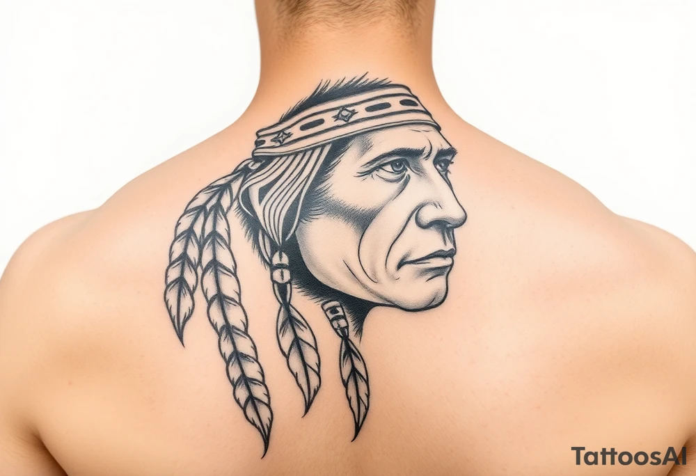 Native american style portrait tattoo idea