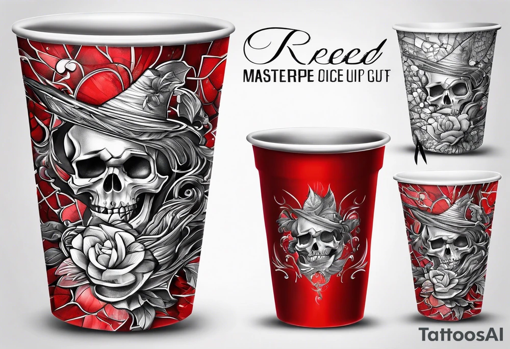 A red cracked plastic cup tattoo idea