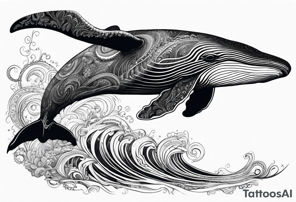Backwards Breaching North Pacific humpback whale paisley tattoo idea Backwards Breaching North Pacific humpback whale paisley tattoo idea