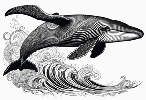 Backwards Breaching North Pacific humpback whale paisley tattoo idea