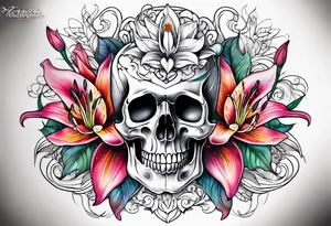 skulls and lillies tattoo idea