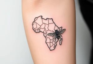 Imaginez le Colisé  en arrière-plan  un gladiateur  la carte de la centre Afrique et une abeille tattoo idea