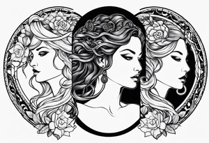 Persephone and medusa with snake hair side by side tattoo idea