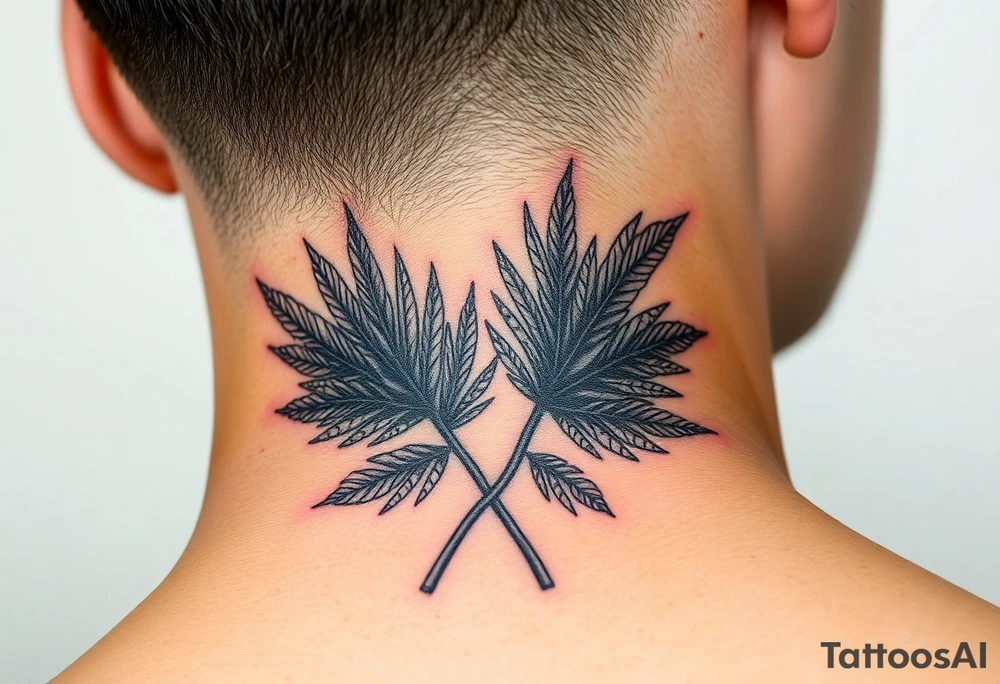 large woven palm leaves tattoo idea
