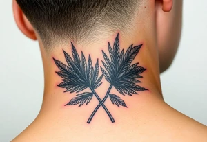 large woven palm leaves tattoo idea