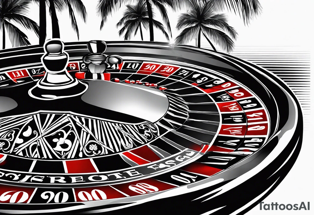ROULETTE casino card games dice sun palm tree tattoo idea
