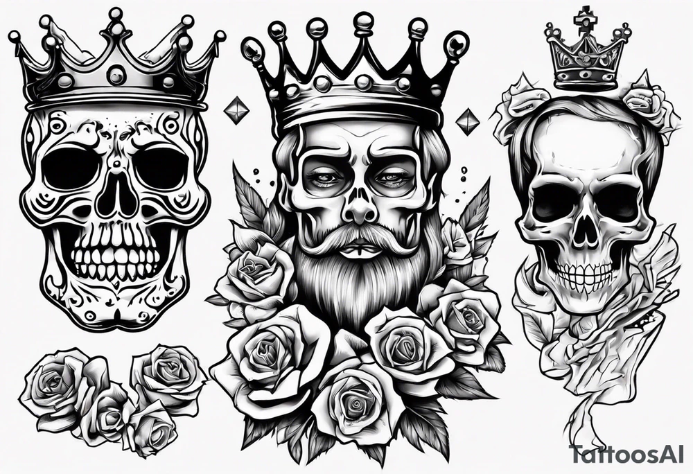 santa la muerta with money and crown
on the card tattoo idea