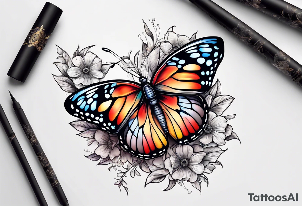animal butterfly , flower tattoo idea