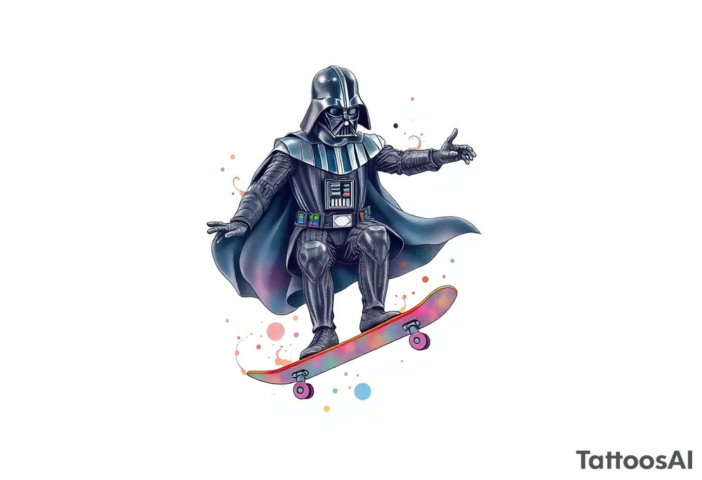 Skateboarding Darth Vader tattoo idea