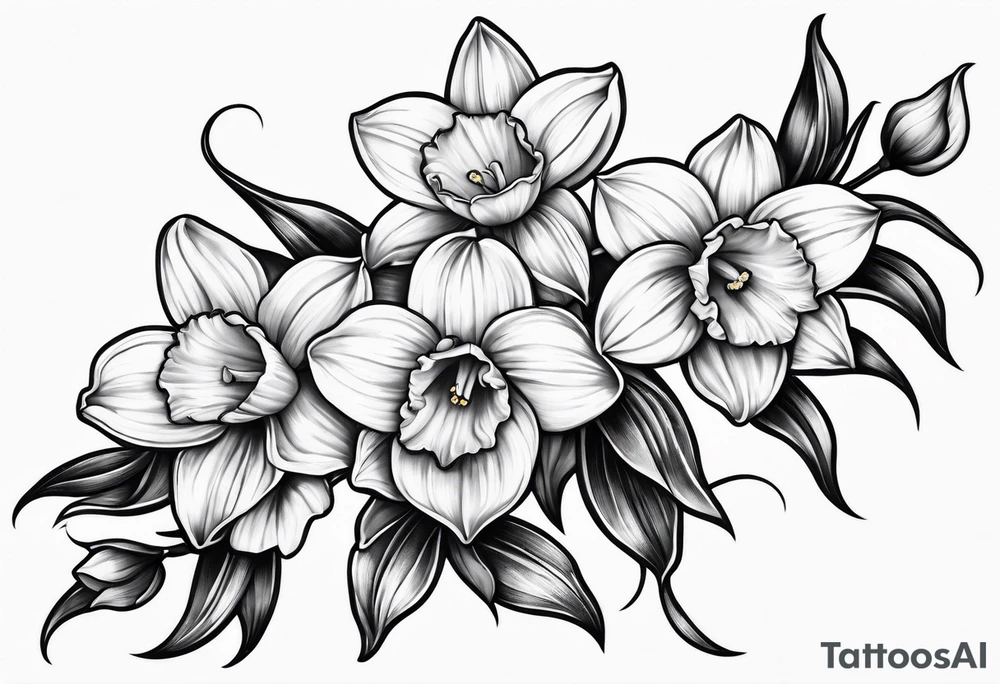 Daffodil birth flower chain tattoo idea