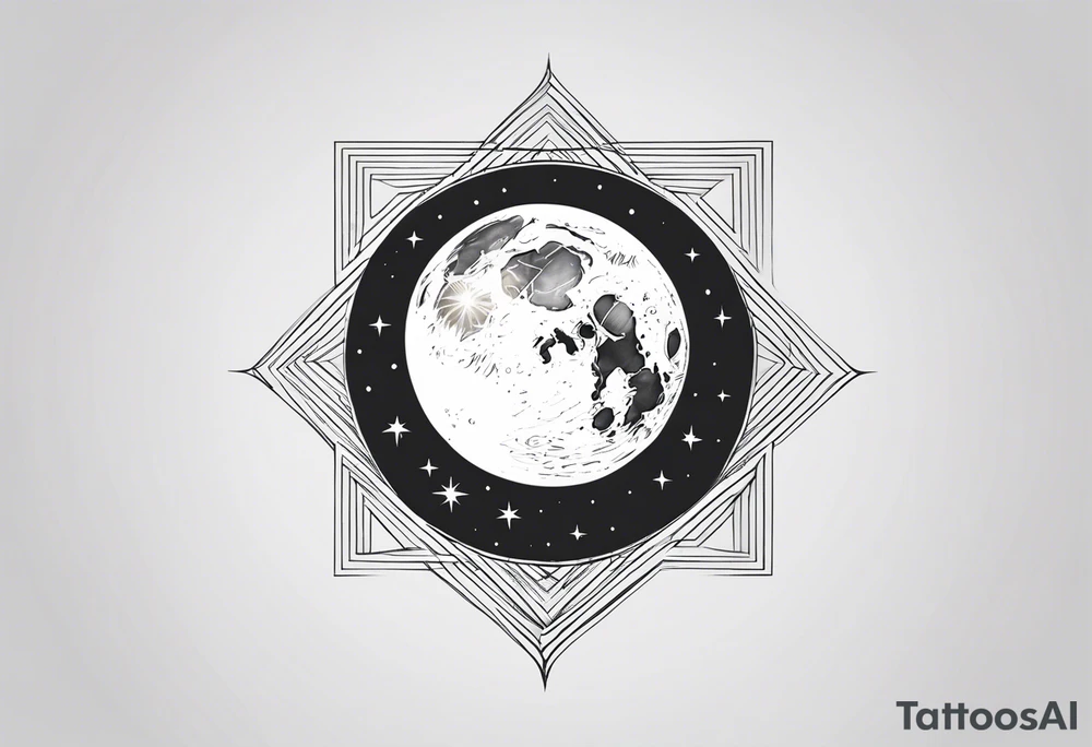 Moon sun line minimalistic tattoo idea