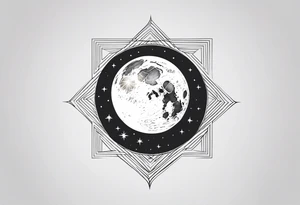 Moon sun line minimalistic tattoo idea