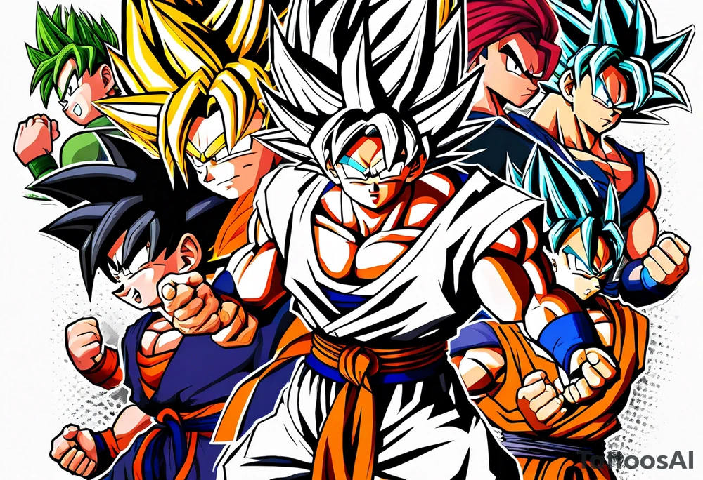 son goku and the z fighters hiking tattoo idea