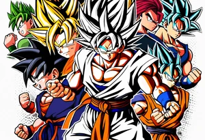 son goku and the z fighters hiking tattoo idea