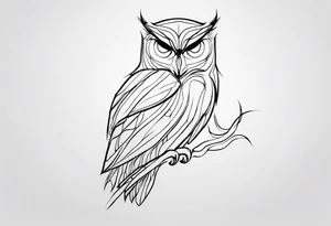 one line tattoo of a owl. Has to be made of single line tattoo idea