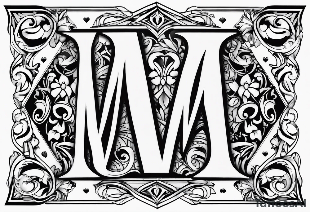 feminine poker letter M tattoo idea