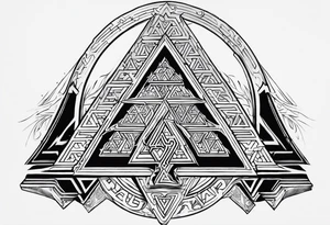 Valhalla sword shield valknut stairs tattoo idea