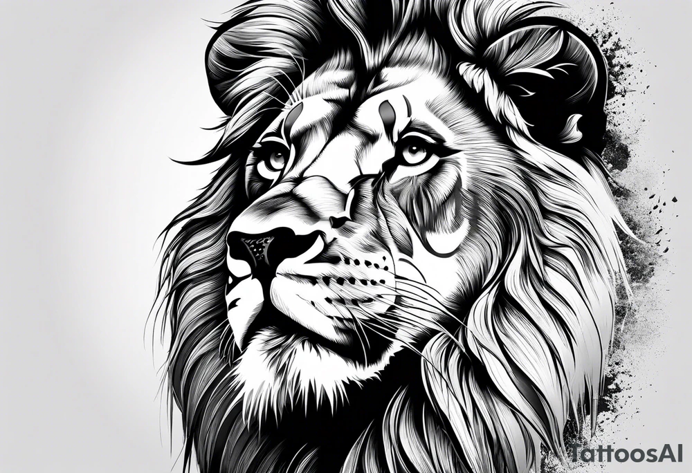 lion blind in one eye tattoo idea