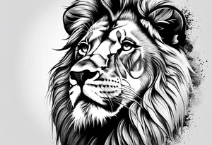 lion blind in one eye tattoo idea
