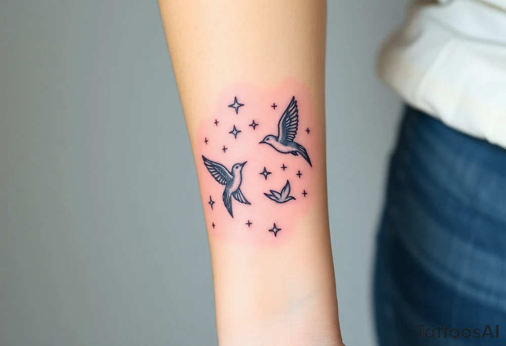 birds flying to the stars tattoo idea