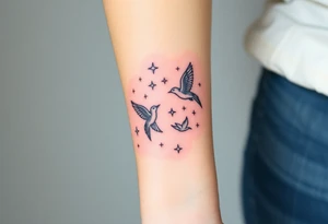 birds flying to the stars tattoo idea