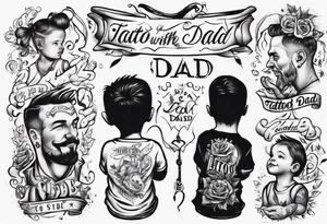 Tattoo with dad and kids, a boy and a girl tattoo idea