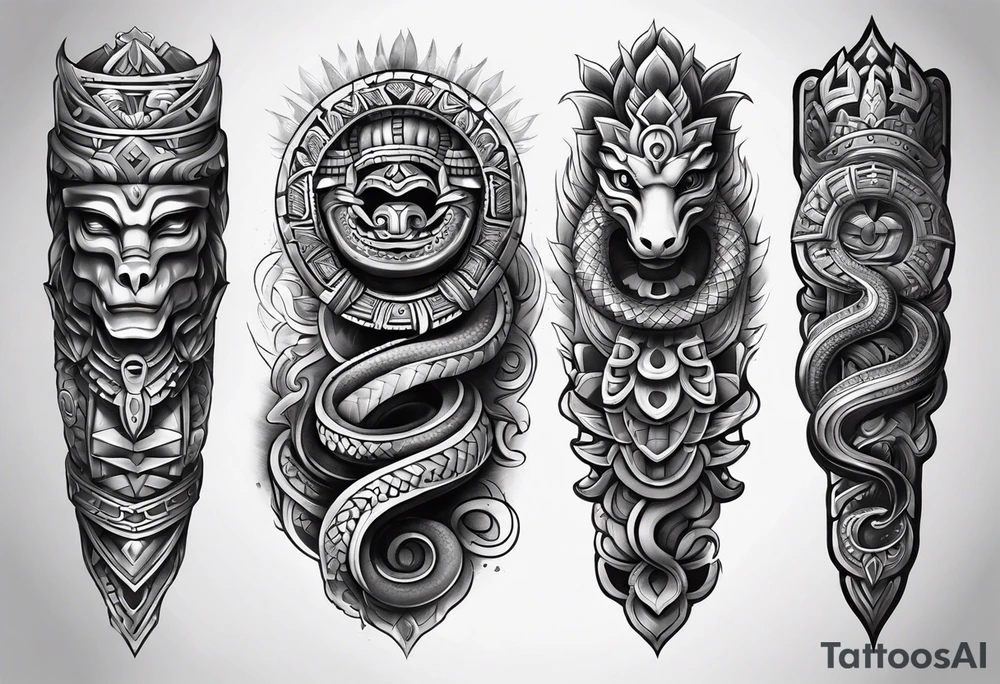 aztec snake sleeve tattoo idea