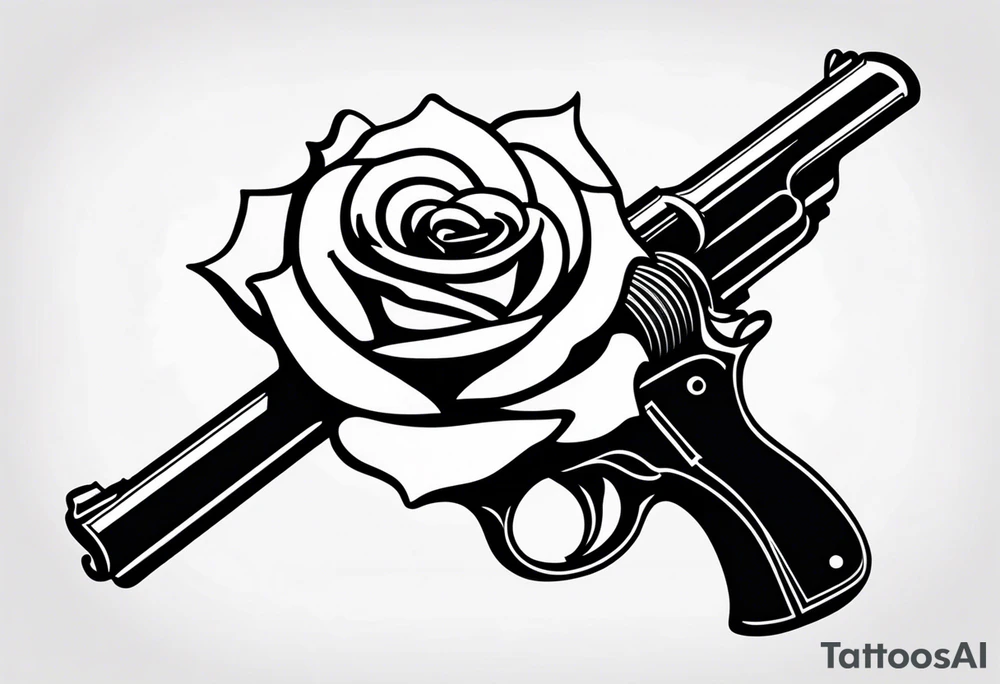 a rose on a pistol tattoo idea