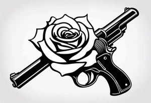 a rose on a pistol tattoo idea