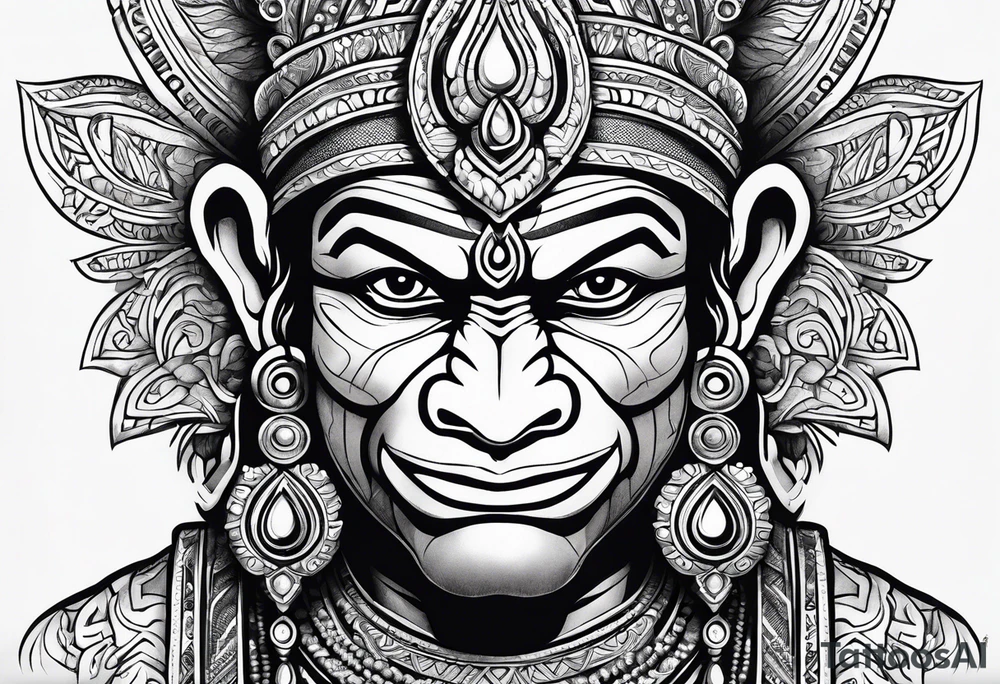 Lord hanuman in a tribal way tattoo idea